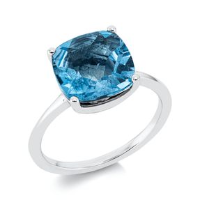 Ring aus 750 Gold Weißgold Topas 4,42ct blau B:10,1mm Ring aus 750 Gold Weißgold Topas 4,42ct blau B:10,1mm