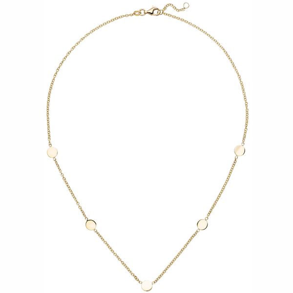 Collier mit 5 Plättchen flach 375 Gelbgold