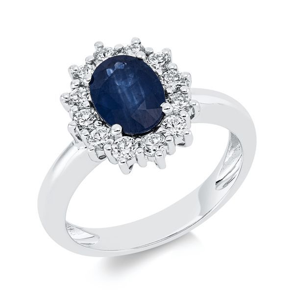 Ring aus 750 Weißgold Saphir 12 Brillanten 0.55ct