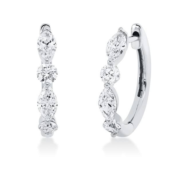 Creolen aus 750 Weißgold 8 Brillanten 1ct