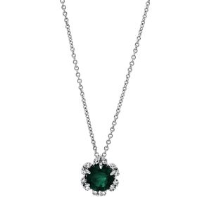 Collier aus 750 Weißgold Smaragd 0,75ct grün 12 Brillanten 0,09ct TW-SI L:45,7cm Collier aus 750 Weißgold Smaragd 0,75ct grün 12 Brillanten 0,09ct TW-SI L:45,7cm