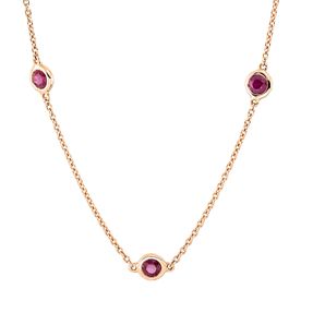 Collier aus 750 Gold Rotgold 13 Rubine 1,58ct rot L:45cm