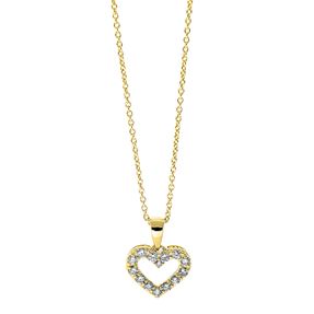 Collier Herz aus 750 Gold Gelbgold 14 Brillanten 0,22ct TW-SI L:42cm