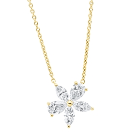 Collier aus 750 Gold Gelbgold 5 Diamanten 0,97ct TW-SI L:45cm