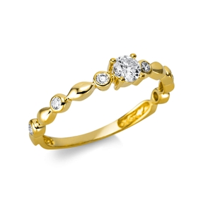 Ring aus 750 Gold Gelbgold 7 Brillanten 0,32ct TW-SI B:3,8mm 4er-Krappe