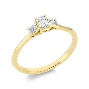 Ring aus 750 Gold Gelbgold 3 Diamanten 0,35ct TW-SI B:4,3mm
