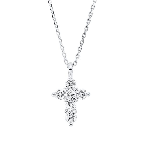 Collier Kreuz aus 585 Weißgold 6 Brillanten 0.3ct