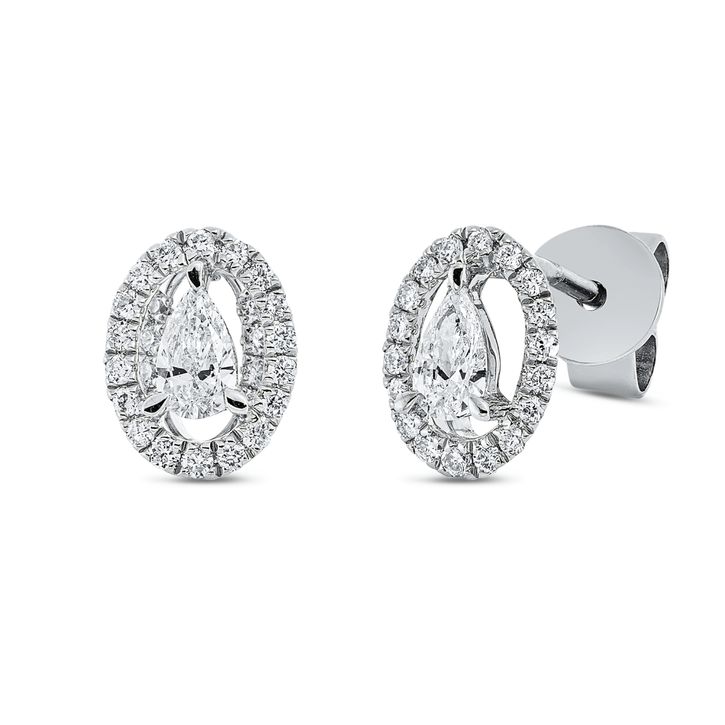 Solitaire Ohrstecker aus 750 Weißgold 54 Brillanten 0.34ct
