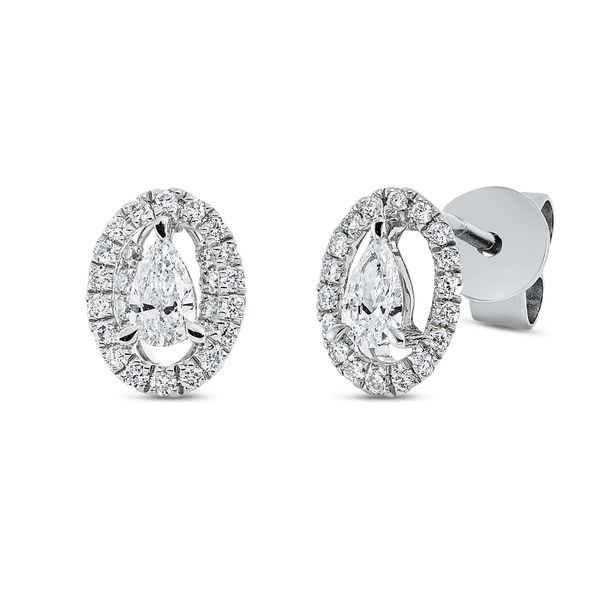 Solitaire Ohrstecker aus 750 Weißgold 54 Brillanten 0.34ct