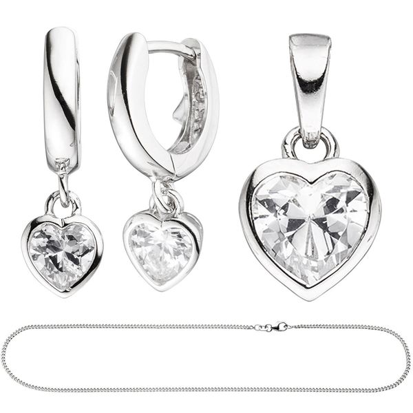 Schmuck-Set Herz 925 Silber mit Zirkonia 38cm