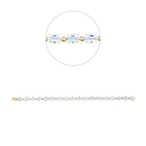 Armband aus 750 Gelbgold 18 Topase 14,5ct skyblue 18 Brillanten 0,44ct TW-SI L:17cm