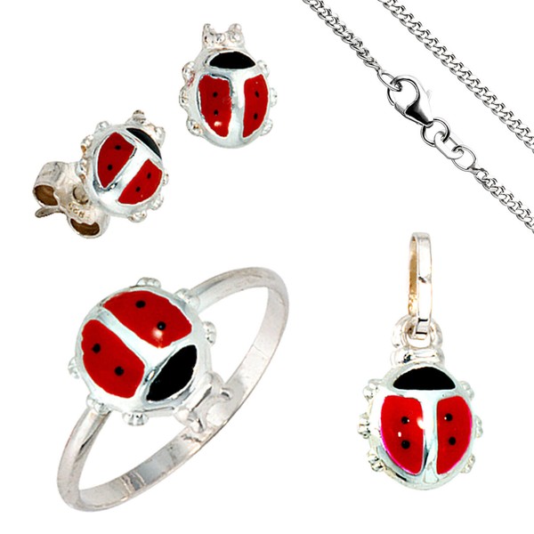 Schmuck-Set Marienkäfer 925 Silber 42cm