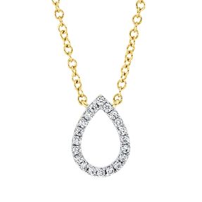 Collier Tropfen 750 Gelbgold 20 Brillanten 0,1ct TW-SI L:45,7cm Fassung rhodiniert