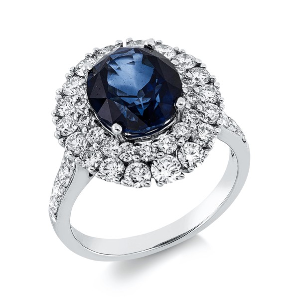 Ring aus 750 Weißgold Saphir 44 Brillanten 1.71ct