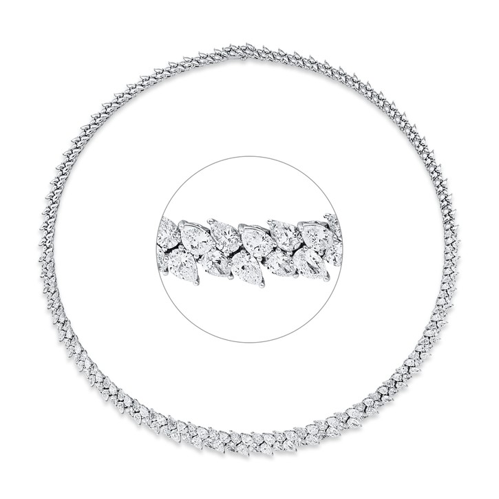 Collier aus 750 Weißgold 136 Diamanten 14.36ct
