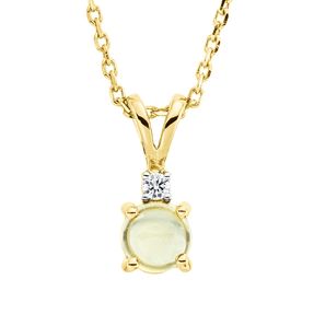 Collier aus 750 Gelbgold Peridot 0,41ct grün Brillant 0,01ct TW-SI L:45cm