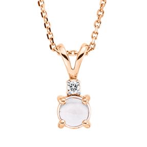 Collier aus 750 Gold Rotgold Morganit 0,41ct Brillant 0,01ct TW-SI L:45cm