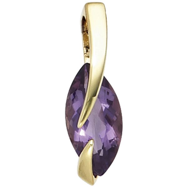 Schmuck-Set 585 Gelbgold 3 Amethyste 45cm