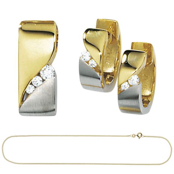 Schmuck-Set 333 Gelbgold bicolor 7 Zirkonia 42cm