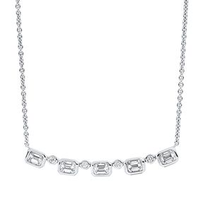 Collier aus 750 Gold Weißgold 9 Diamanten 0,84ct L:42cm