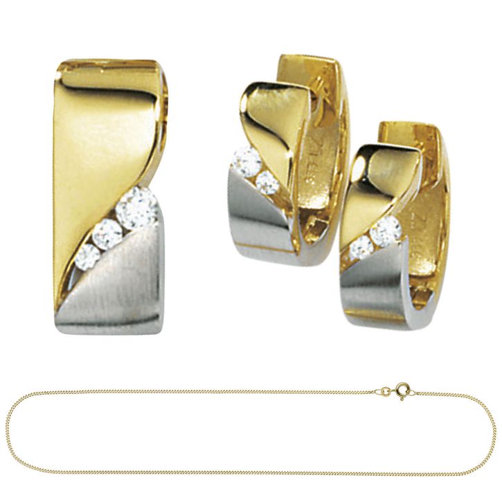 Schmuck-Set 333 Gelbgold bicolor 7 Zirkonia 45cm