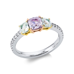 Ring aus 750 Gold gelb/weiß/rot 19 Diamanten 1,59ct B:5,3mm 4er-Krappe