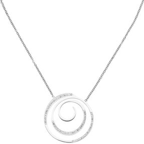 Collier Kette mit Anhänger aus Edelstahl Spirale mit 74 Kristallen 42-46cm