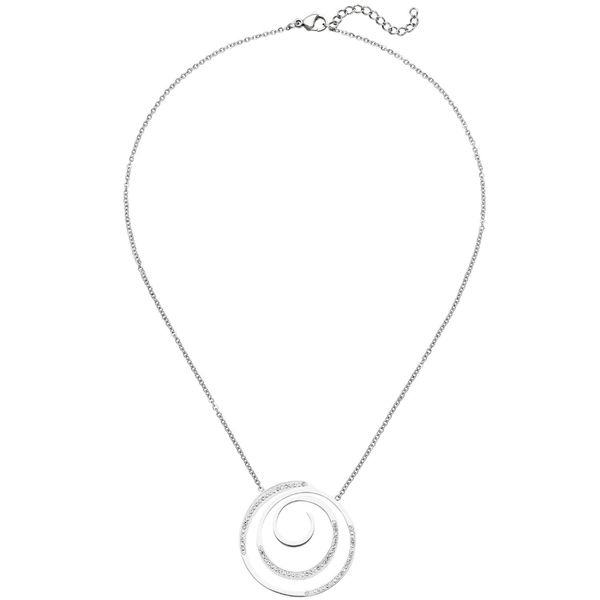 Collier mit Anhänger aus Edelstahl mit 74 Kristallen