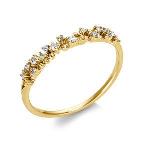 Halb-Memoire Ring aus 750 Gold Gelbgold 18 Diamanten 0,13ct TW-SI B:2,7mm