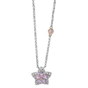 Collier Stern aus 750 Gold weiß/rot 26 Diamanten 0,41ct L:43,2cm