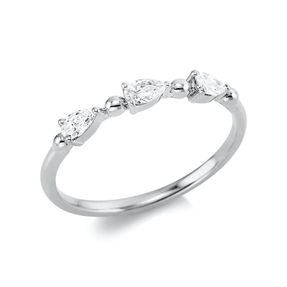 Ring aus 750 Weißgold 3 Diamanten Tropfen-Schliff 0,28ct F-SI B:2,5mm