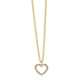 Collier Herz aus 750 Gold Gelbgold 18 Brillanten 0,05ct TW-SI L:42cm