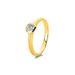 Solitaire Ring aus 750 Gold Gelbgold Brillant 0,3ct TW-SI B:2,5mm Zarge