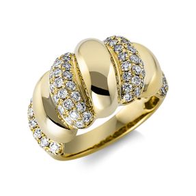 Pavé Ring aus 750 Gold Gelbgold 68 Brillanten 1,04ct TW-SI B:13,3mm