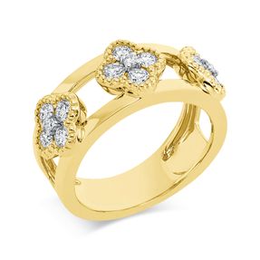 Ring aus 750 Gelbgold 12 Brillanten 0,86ct TW-SI 3 Brillanten 0,05ct TW B:23,1mm