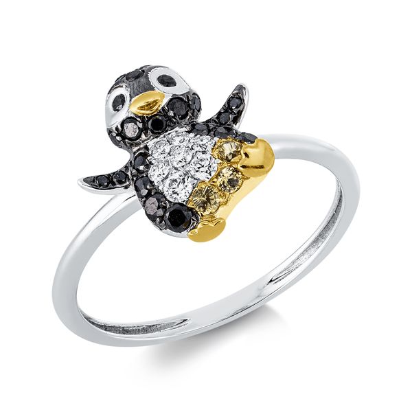 Ring aus 750 Gold gelb weiß 3 Saphire 28 Brillanten 0.27ct