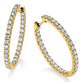 Creolen aus 750 Gold Gelbgold 60 Brillanten 1,57ct TW-SI 27,3x2,1mm