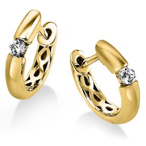 Solitaire Creolen aus 585 Gold Gelbgold 2 Brillanten 0,1ct TW-VSI 12x2,5mm