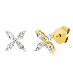 Ohrstecker aus 750 Gelbgold 8 Diamanten Navette-Schliff 0,36ct TW-SI 6,9x5,9mm Ohrstecker aus 750 Gelbgold 8 Diamanten Navette-Schliff 0,36ct TW-SI 6,9x5,9mm