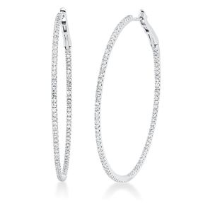 Creolen aus 750 Gold Weißgold 188 Diamanten 0,95ct TW-SI 41,5x1,3mm