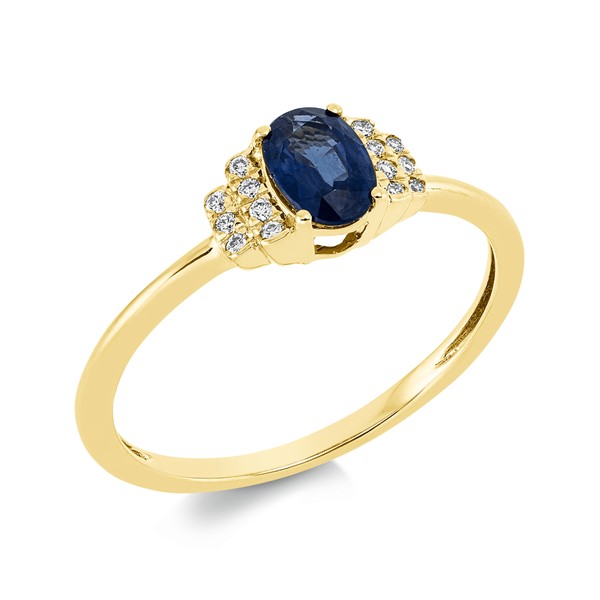Ring aus 585 Gelbgold Saphir 14 Brillanten 0.06ct