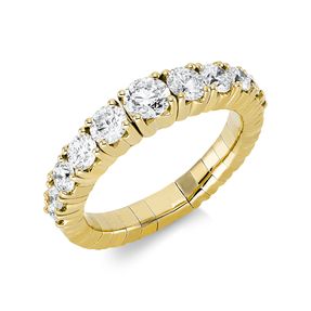 Flex-Ring aus 750 Gold Gelbgold 11 Brillanten 1,14ct TW-SI B:5,3mm 4er-Krappe