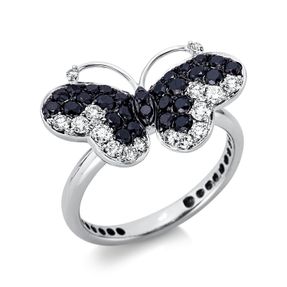 Ring Schmetterling aus 750 Gold Weißgold 44 Diamanten 0,95ct B:12,7mm