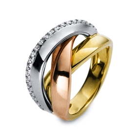 Ring aus 750 Gold gelb/weiß/rot 25 Brillanten 0,26ct TW-VSI/SI B:10,5mm