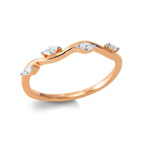 Ring aus 750 Gold Rotgold 4 Diamanten Navette-Schliff 0,12ct TW-SI B:2,6mm