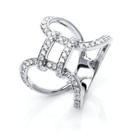 Ring aus 750 Gold Weißgold 66 Brillanten 0,76ct TW-VSI/SI B:9,6mm