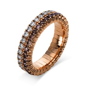 Memoire Flex-Ring aus 750 Gold Rotgold 70 Diamanten 1,87ct B:5,3mm 4er-Krappe