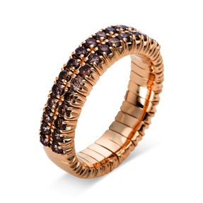 Pavé Flex-Ring aus 750 Gold Rotgold 30 Brillanten 0,92ct braun B:5,2mm 4er-Krappe