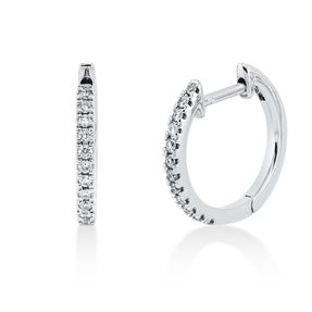 Creolen aus 750 Gold Weißgold 30 Brillanten 0,16ct TW-SI 13,5x1,5mm 3er-Krappe