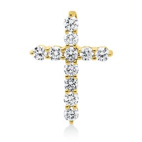 Anhänger Kreuz aus 750 Gold Gelbgold 11 Brillanten 0,49ct TW-SI 17x12,4mm